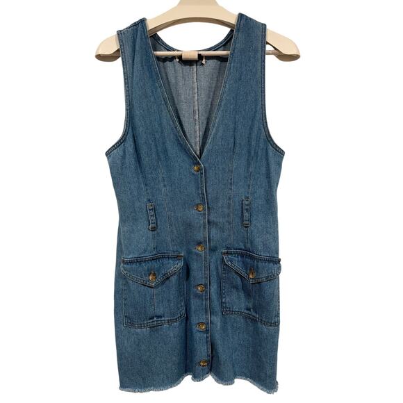 Vintage 90s Y2K Faded Glory Denim Button Down Dress size 12 - Picture 2 of 6